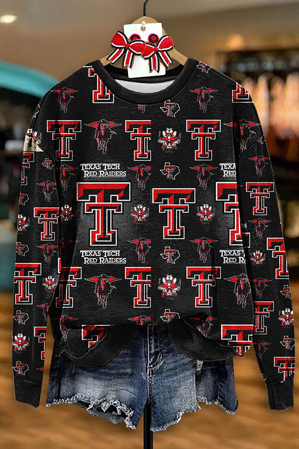 Vintage Texas Tech Raiders Print Sweatshirt