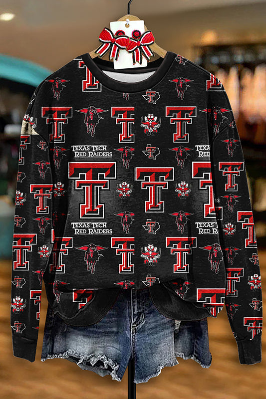 Vintage Texas Tech Raiders Print Sweatshirt