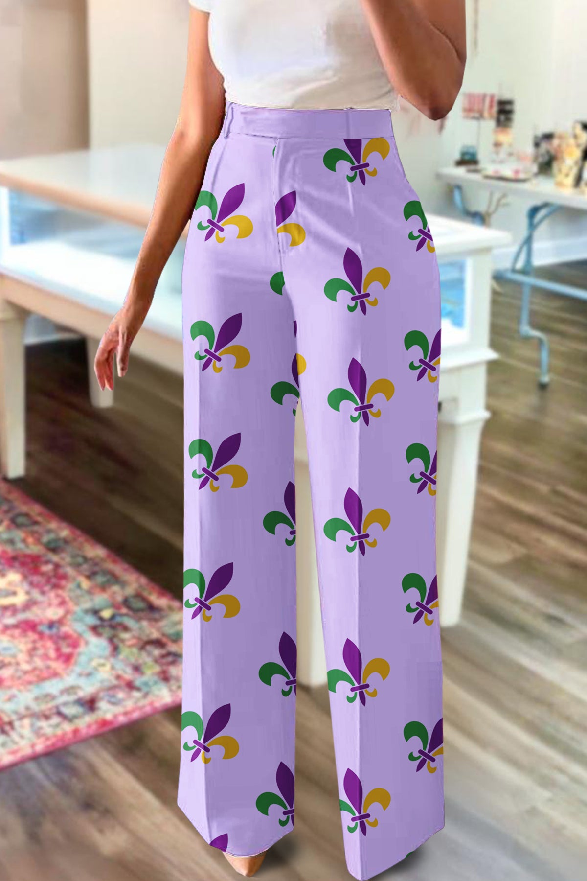 Classic Mardi Gras Print Pants