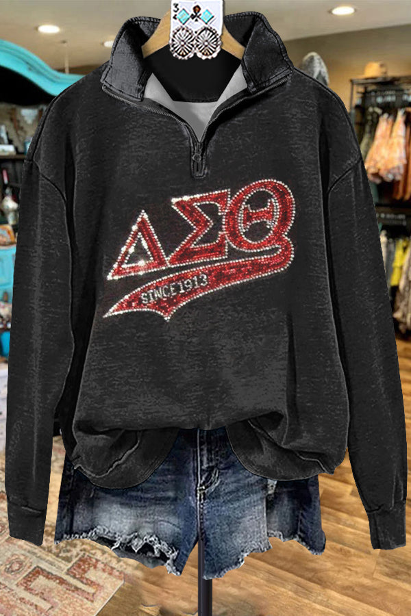 Elegant Contrasting Color Delta Sigma Theta Sweatshirt