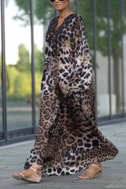 Women's Fashion Leopard Print Loose Dress