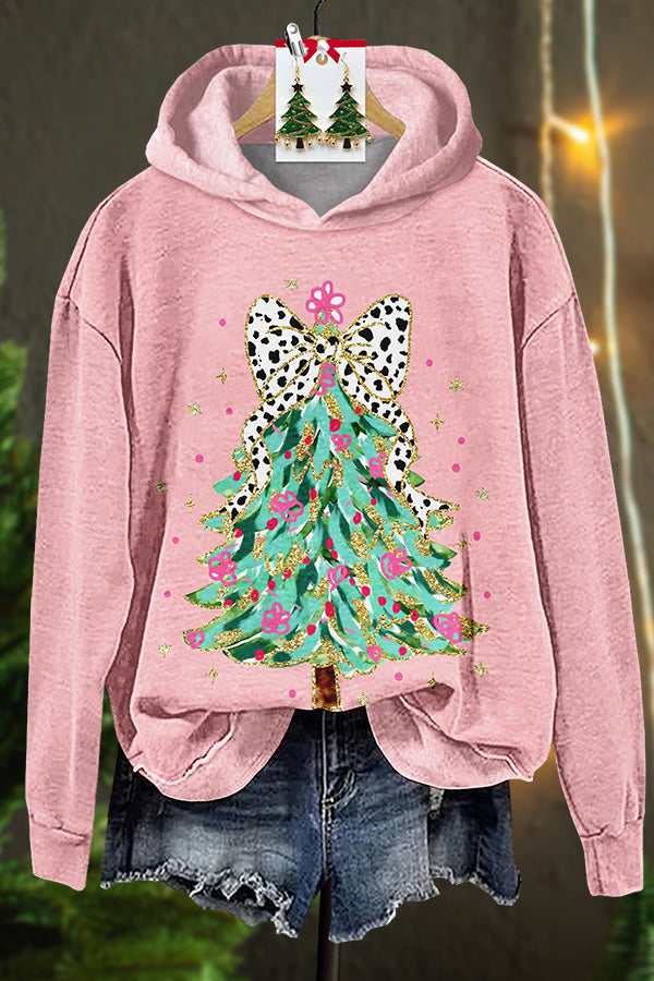 Bow Christmas Tree Print Hoodie