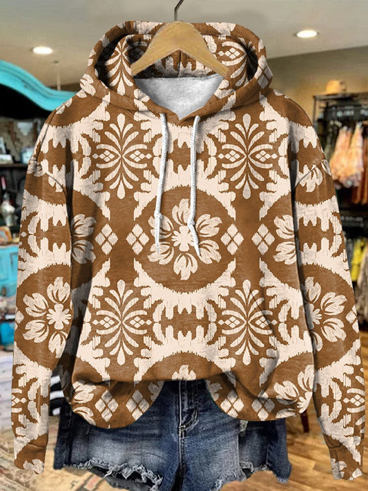 Retro Yellow Flowers Art Print Casual Hoodie Sweatshirt