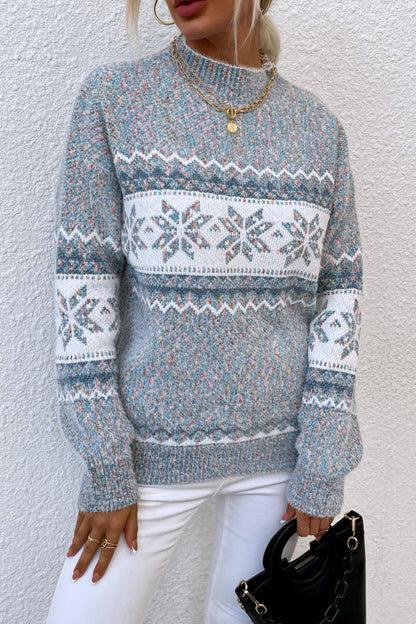 Snowflake Half Turtleneck Sweater