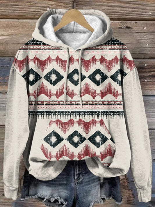 Retro Beige Rhombus Art Print Casual Hoodie Sweatshirt