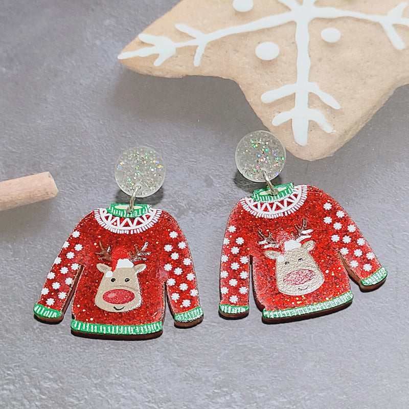 Grinch Christmas Snowman Earrings