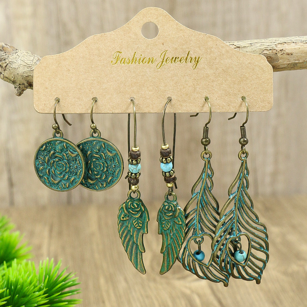 Women's Bohemian Suit Combination Metal Tassel Earrings