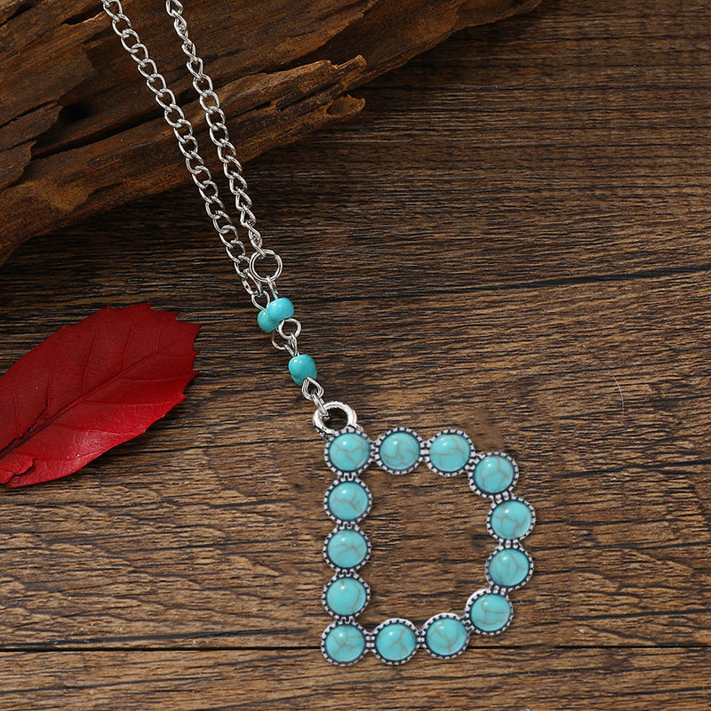 Ethnic Style Turquoise Letter Long Necklace