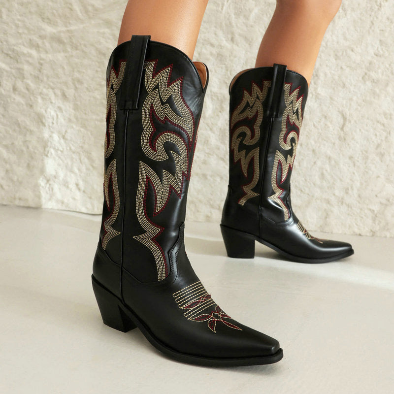 Western Retro Embroidered Boots