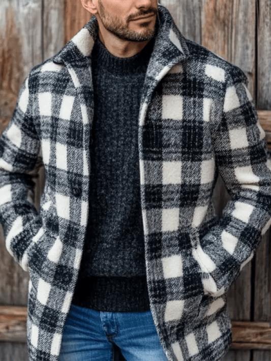 Men's Retro Outdoor Plaid Woolen Coats