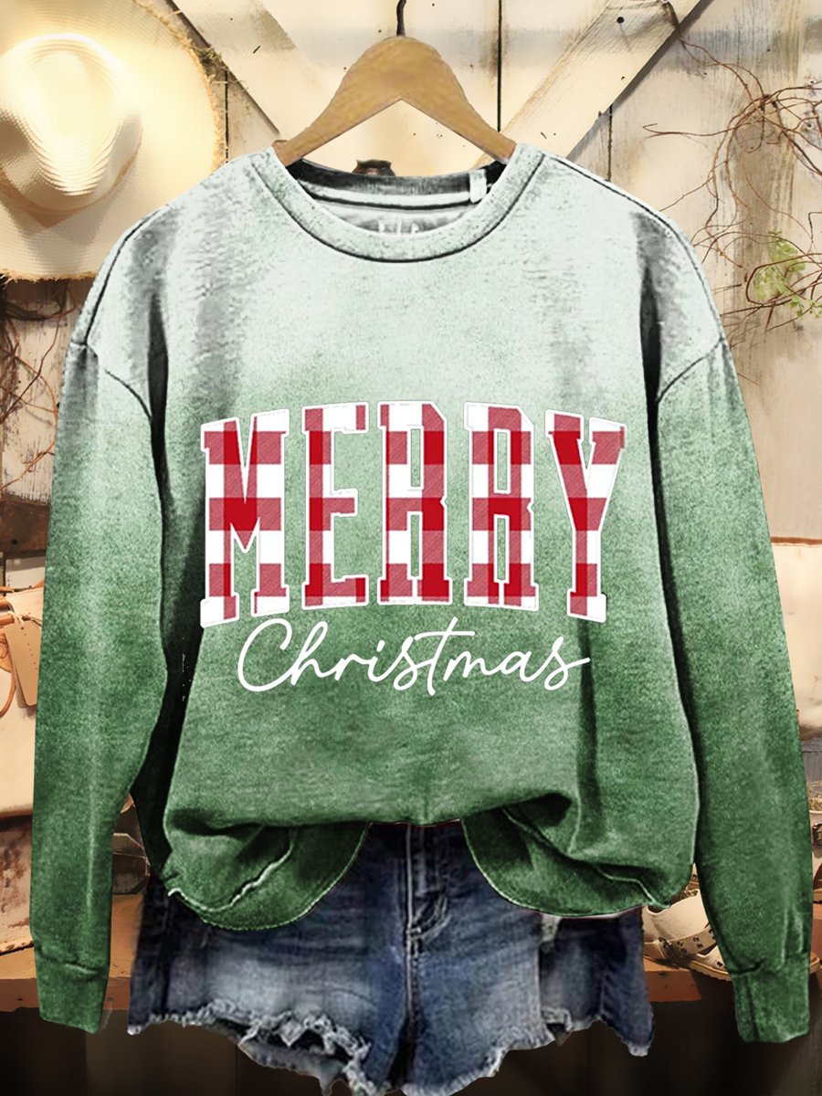 Merry Christmas Print Casual Sweatshirt