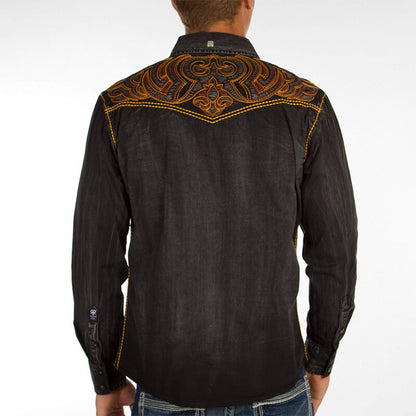 Men's popular retro embroidery black western cowboy