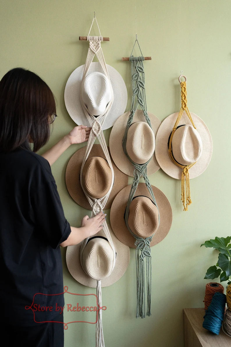 ❤️Handmade Linen Decorative Boho Hat Rack For Wall Hanging