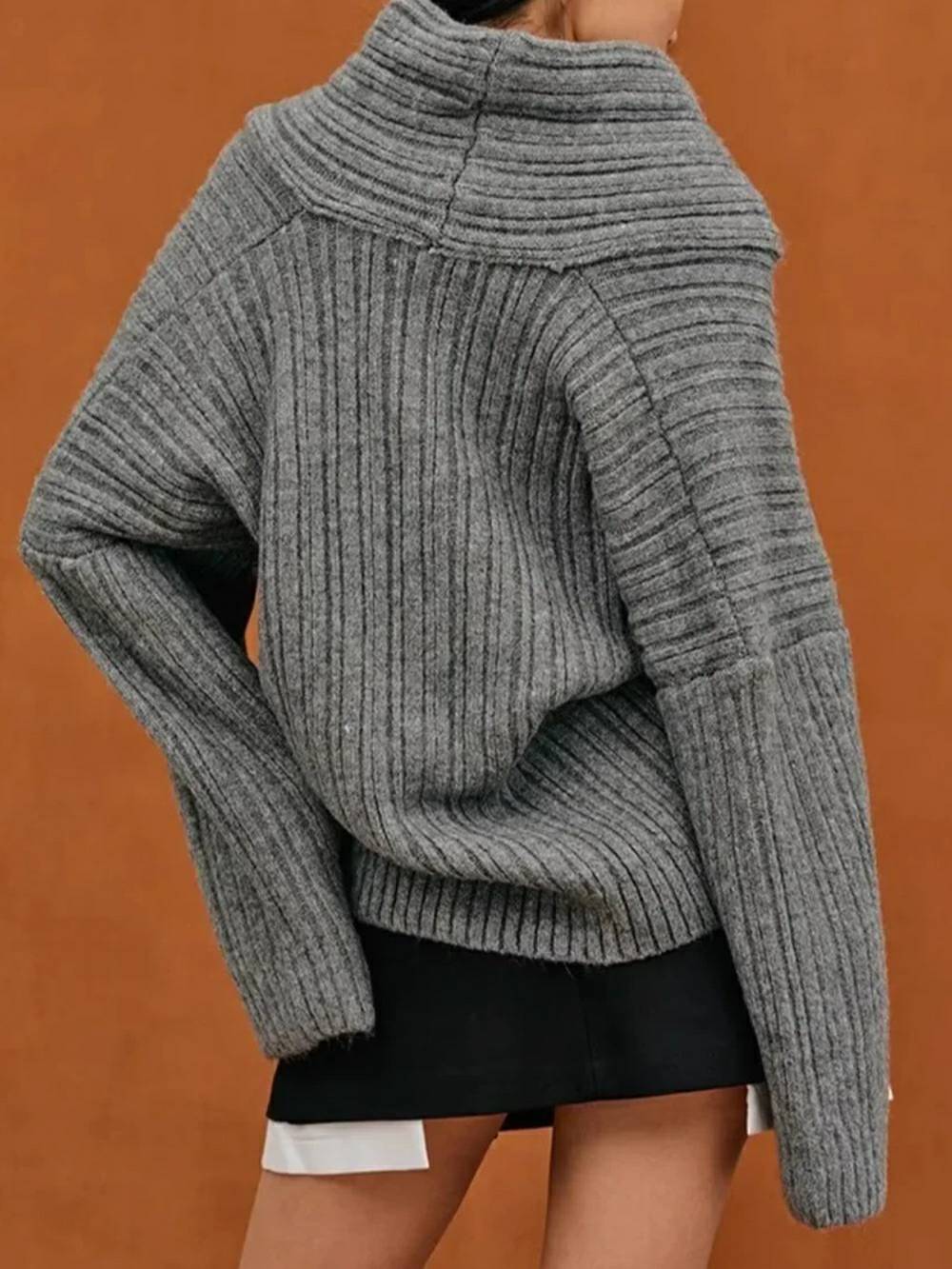 Oversized High Roll Knit Pullover