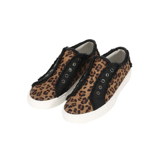 Montana West Leopard Hair-On Canvas Shoes