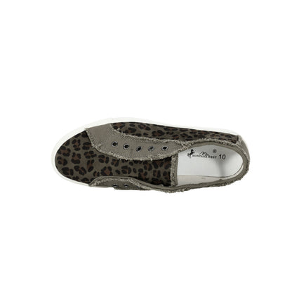 Montana West Leopard Hair-On Canvas Shoes