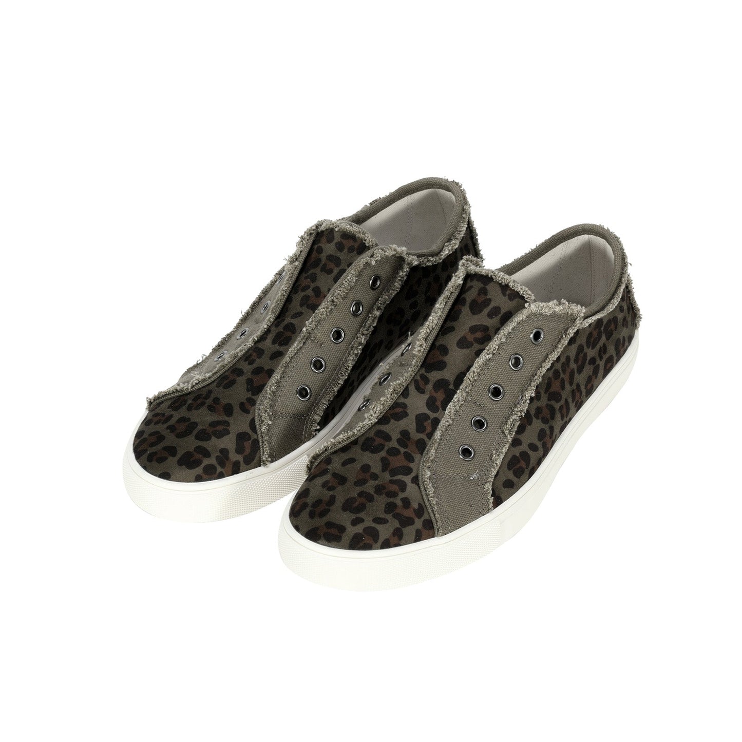 Montana West Leopard Hair-On Canvas Shoes