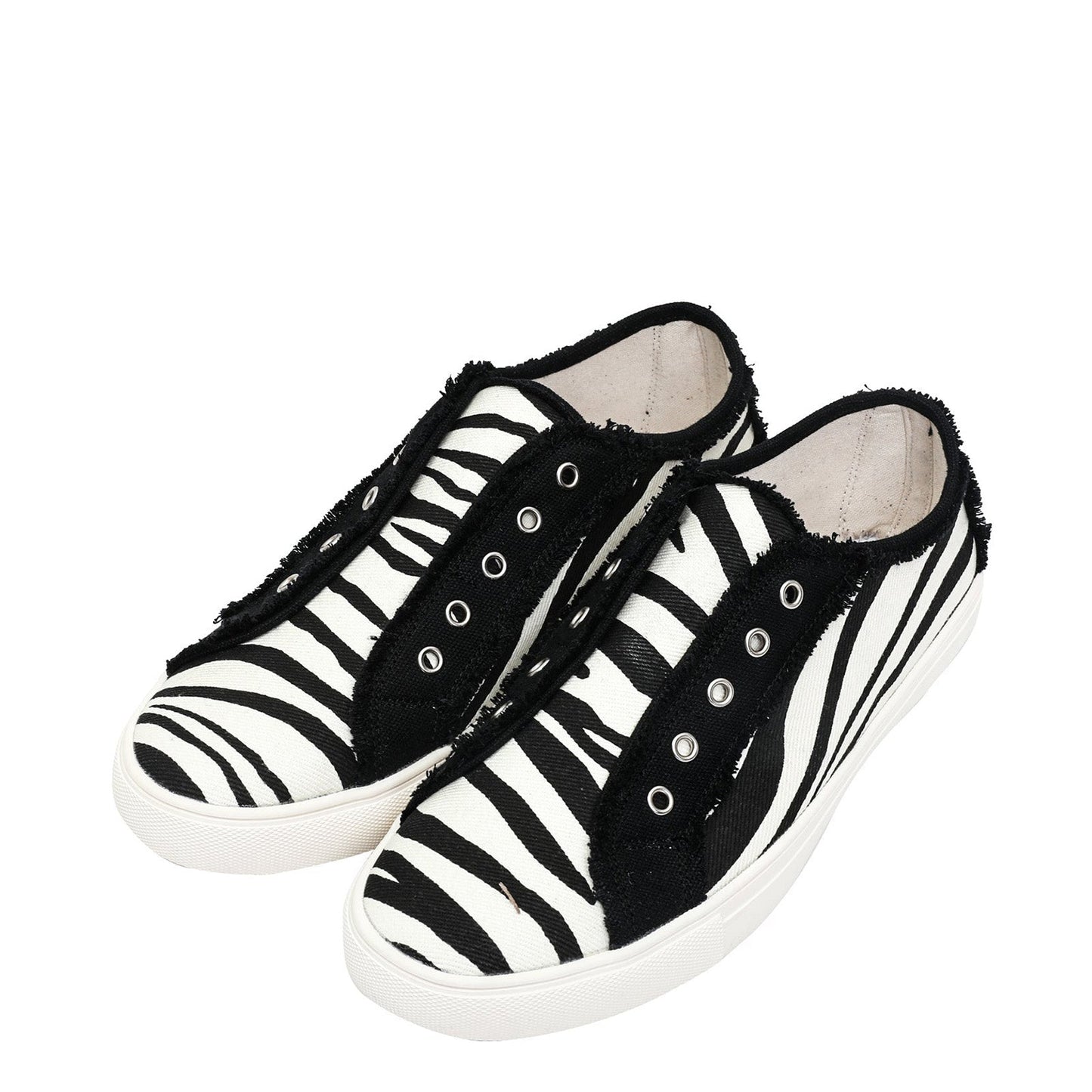 Montana West Zebra Pattern Printed Canvas Shoes