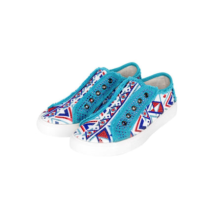 Montana West Aztec Print Bling Canvas Shoes