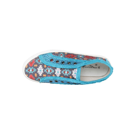 Montana West Aztec Print Bling Canvas Shoes