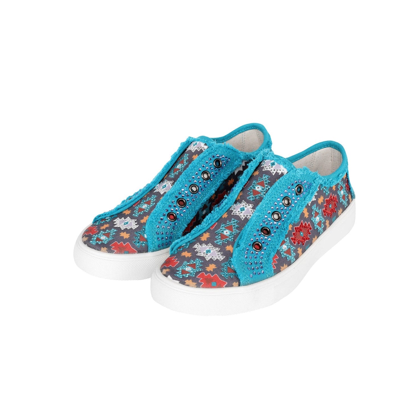 Montana West Aztec Print Bling Canvas Shoes