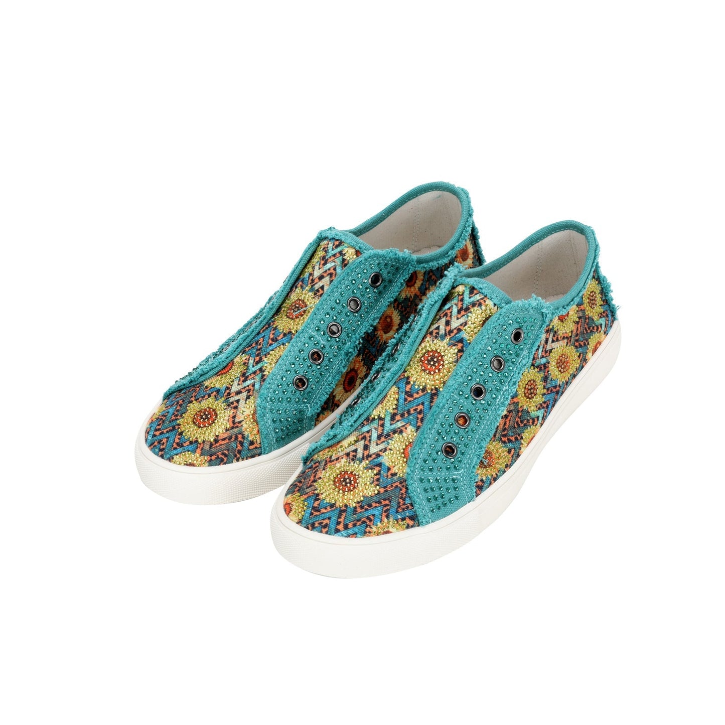 Montana West Leopard and Floral Print Bling Canvas Shoes