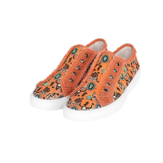 Montana West Western Pattern Print Bling Canvas Shoes