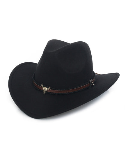 Men's Black Bull Decorate Felt Hat