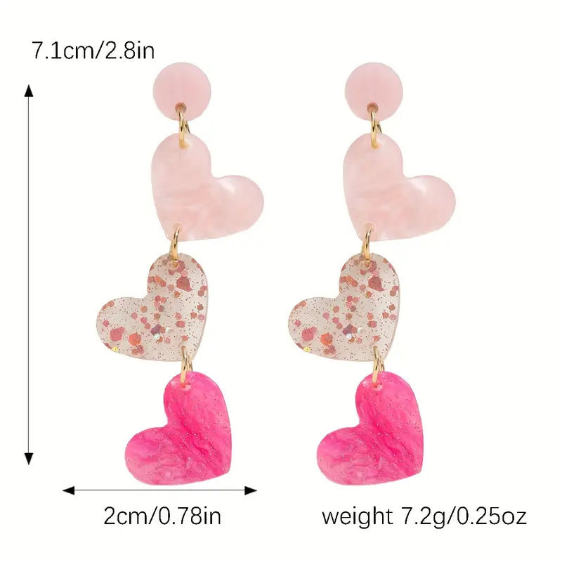 Valentine's Day Sequin Gradient Irregular Heart Earrings