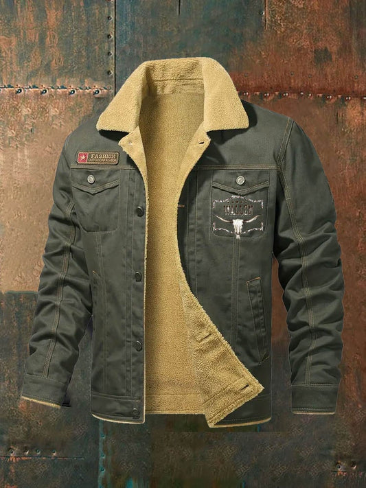 Men's retro western winter fleece jacket