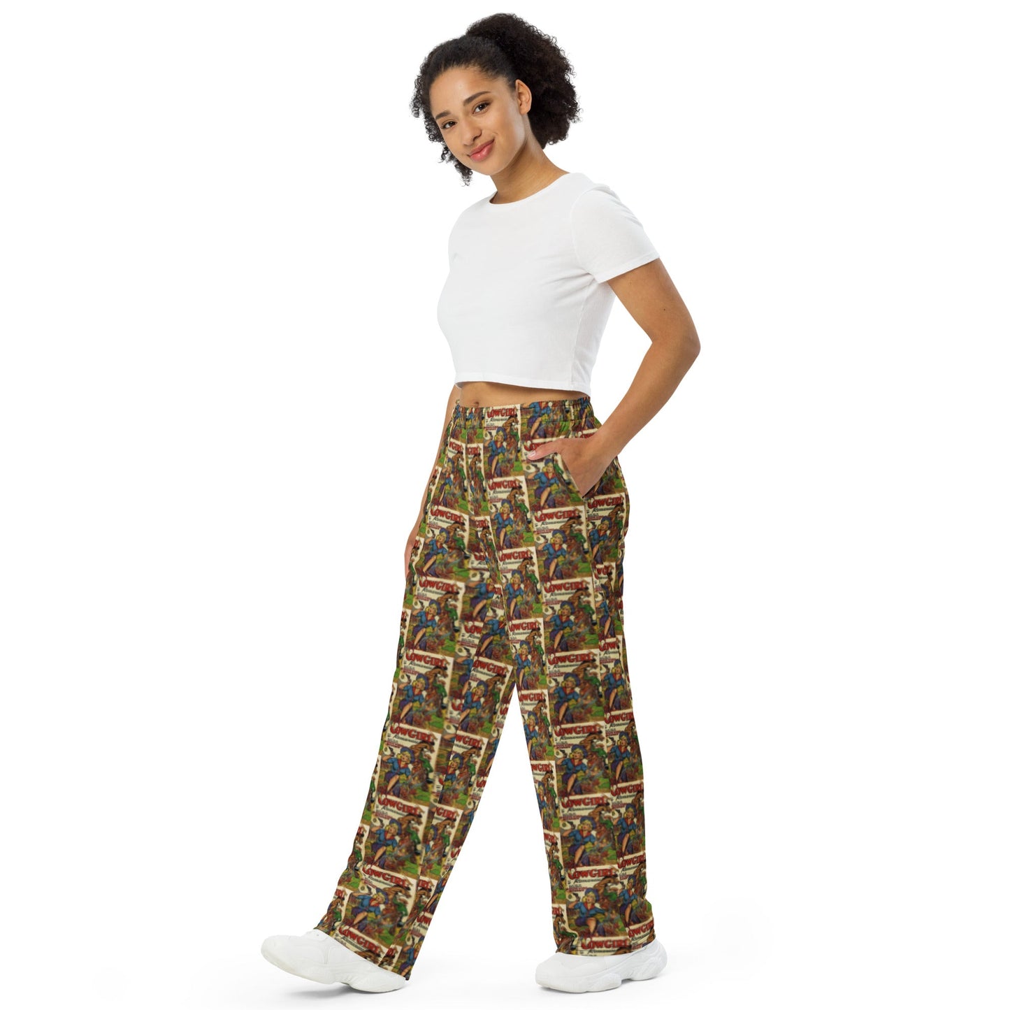 Vintage Cowgirl Poster Unisex Wide Leg Pants