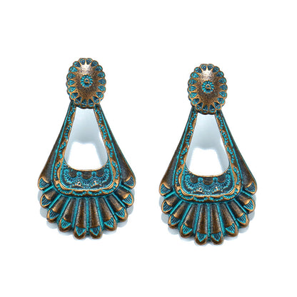 Women's Bohemian Retro Turquoise Hollow Exotic Earrings