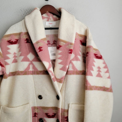 Women's Vintage Wool Aztec Yellowstone Beth Dutton Jacket Coat Peacoat