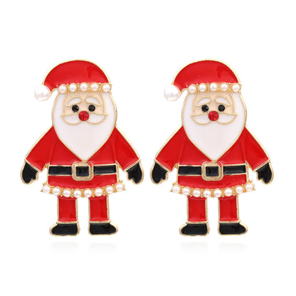 Multi Colored Rhinestone Santa Claus Earrings