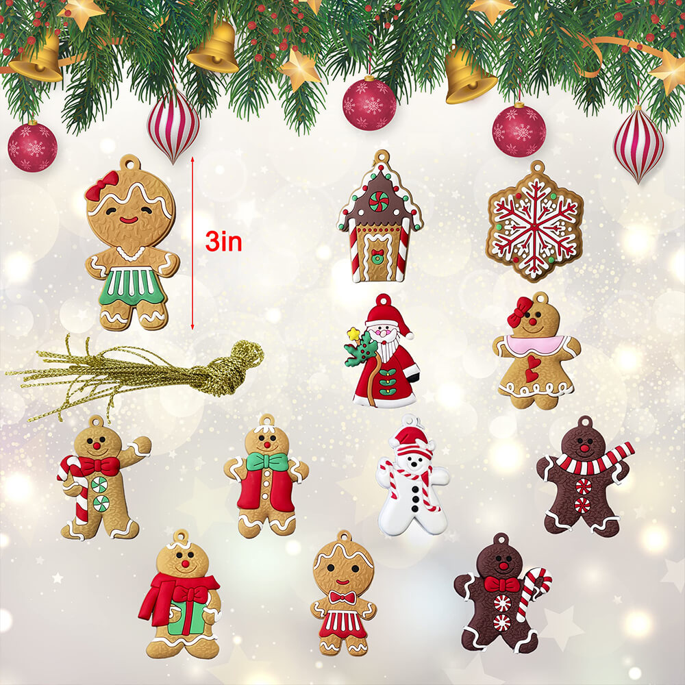 Christmas Decorative Gingerbread Man Ornament Set(12 PCS)