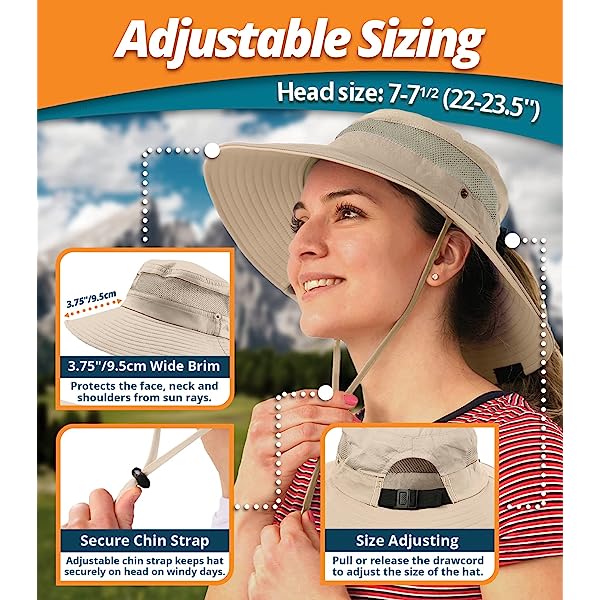 Fishing Hat UPF 50+ Wide Brim Sun Hat for Men and Women, Mens Bucket Hats with UV Protection for Hiking Beach Hats