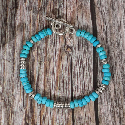 Unisex Retro Ethnic Turquoise Coconut Shell Bracelet