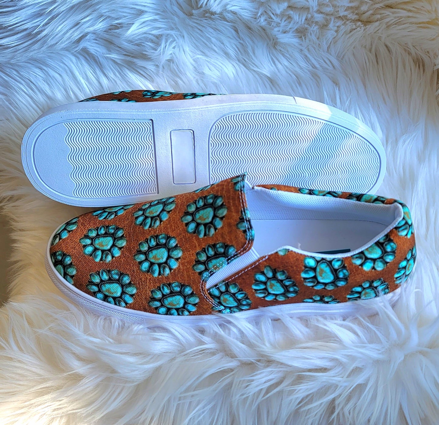 Turquoise Concho Women__ slip-on canvas shoes