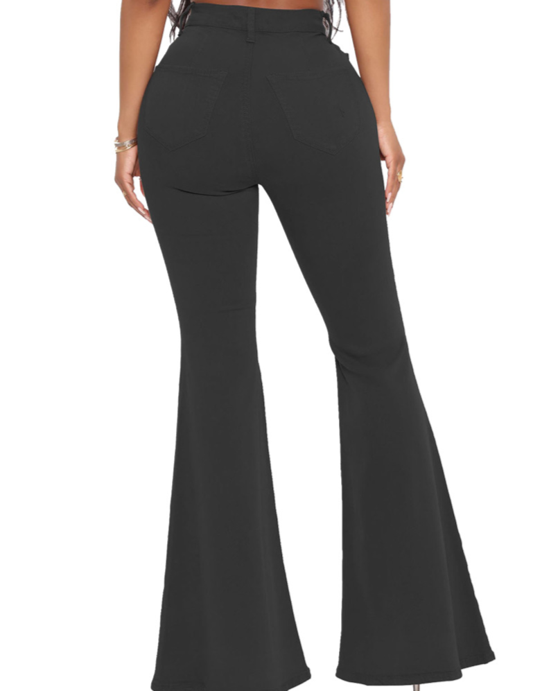 High-Waisted Slim Versatile Fit Stretch Flare Jeans