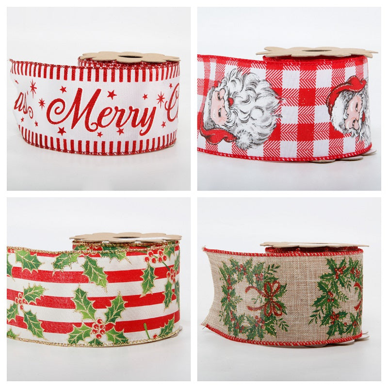 Christmas Wired Ribbon 4 Roll 20 Yards