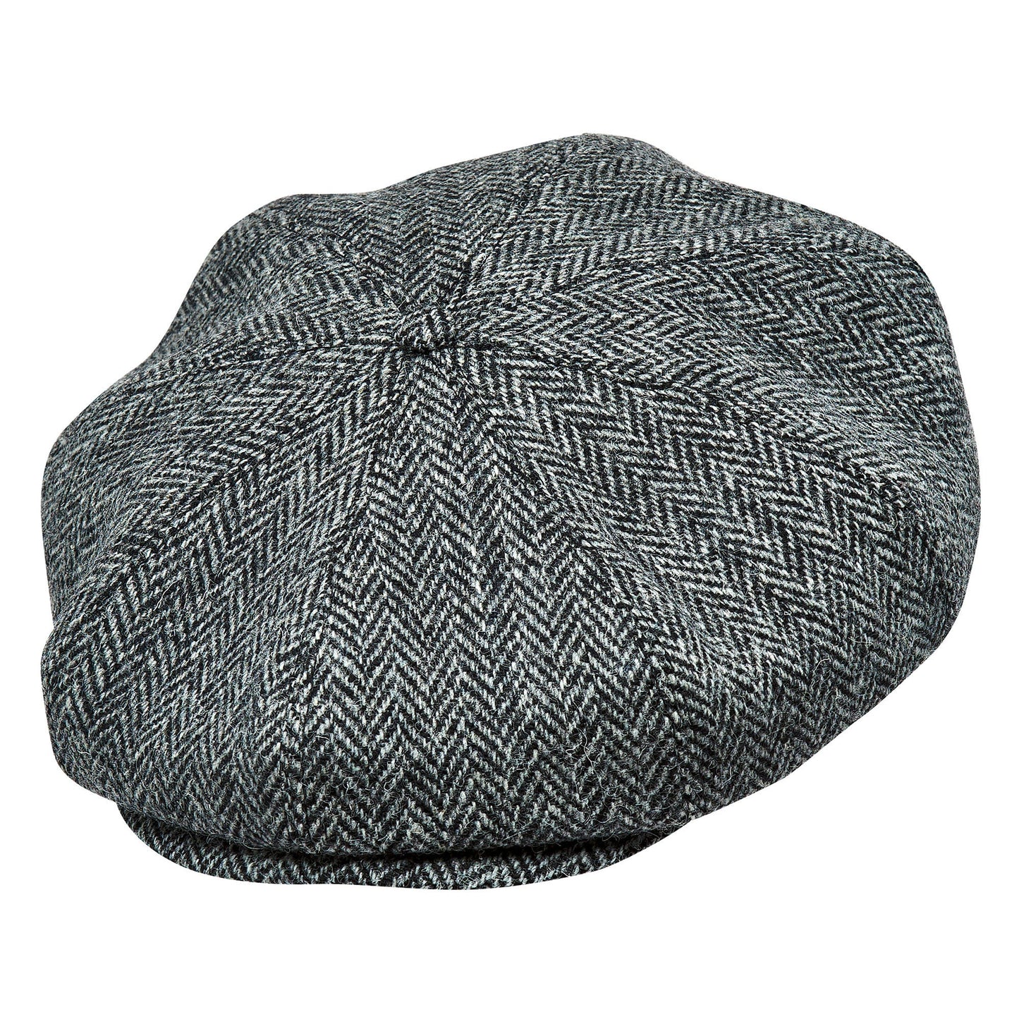 PEAKED CAPS Genuine Scottish Harris Tweed 8 Panels Man Cap GRAY-BLACK