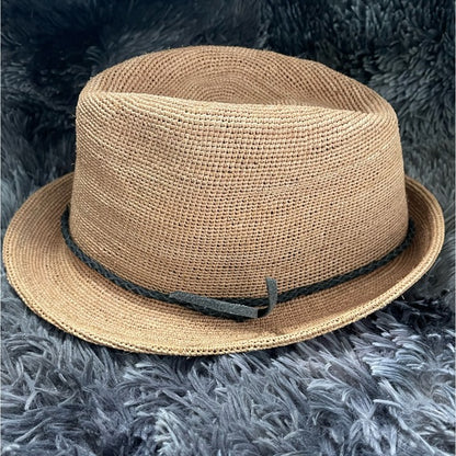 [Brad Pitt same style!]Can be rolls up for packing- Goorin Bros Morning Glory Raffia Straw Trilby Fedora