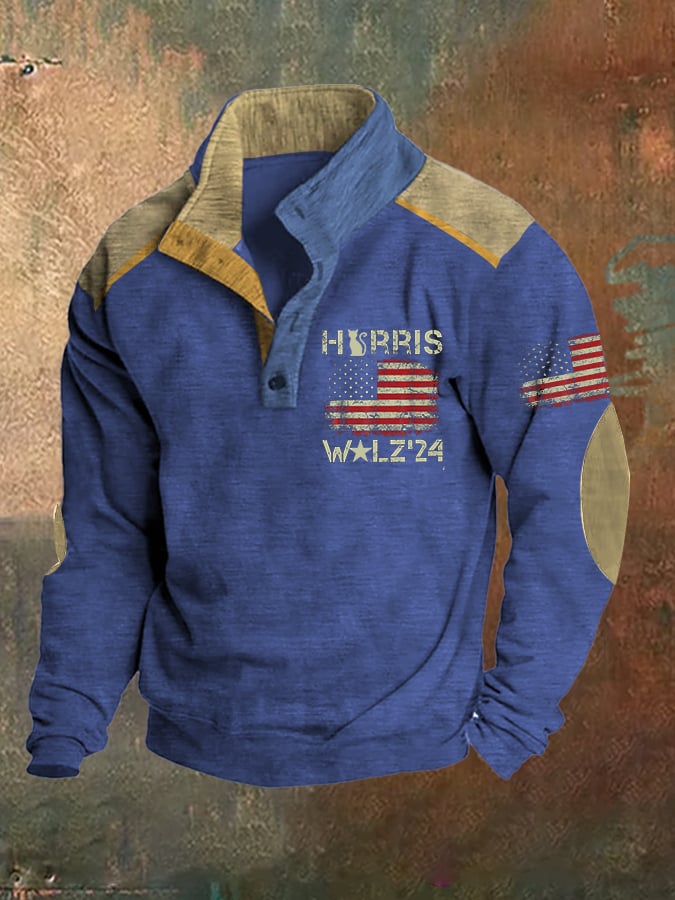 Men's retro flag comma la casual sweatshirt