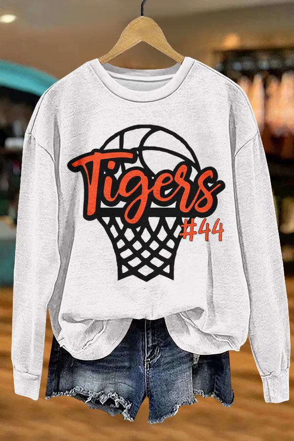 Chic Gameday Basketball Tigers Print Sweatshirt