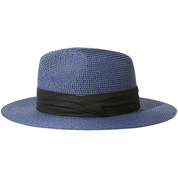 Wide Brim Straw Panama Roll up Hat Belt Buckle Fedora Beach Sun Hat