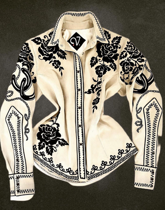 Vintage Super Cool Rodeo Printing Long Sleeve Women Shirt