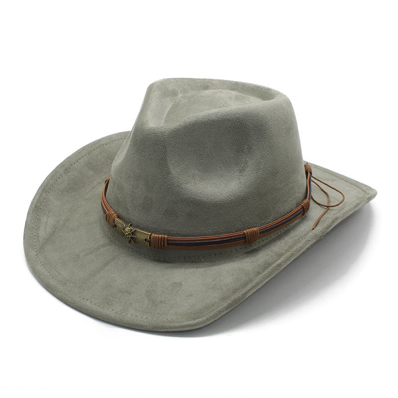 Men's Vintage Western Cowboy Hat Suede Knight British Felt Hat