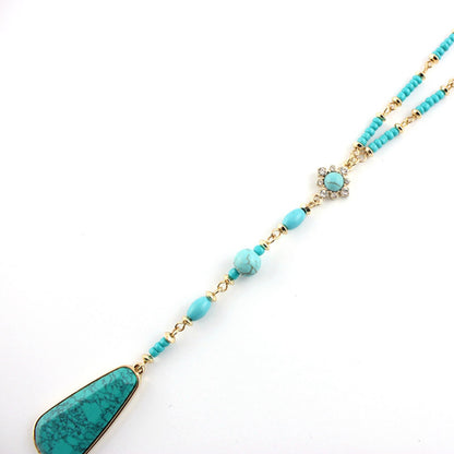 Classic Turquoise Long Beaded Necklace