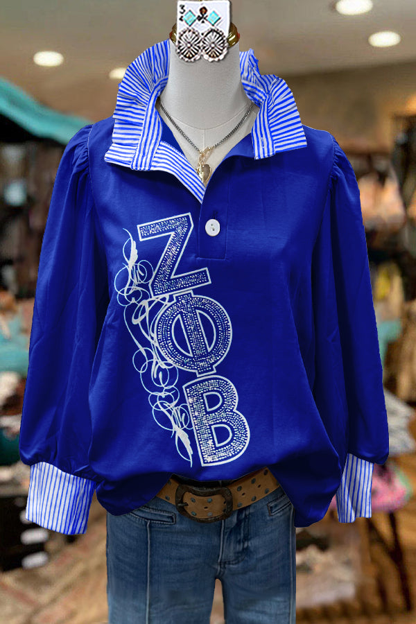 Elegant Contrast Color Zeta Phi Beta Blouse