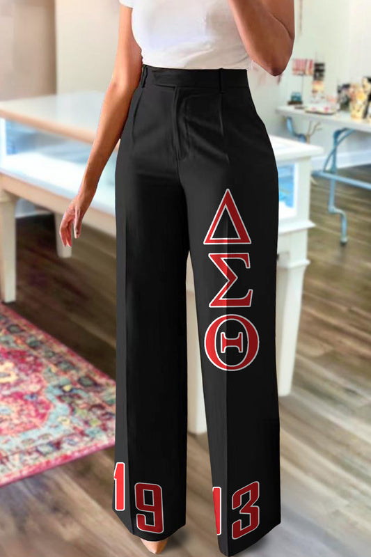 Delta Sigma Theta Sorority Print Straight Pants